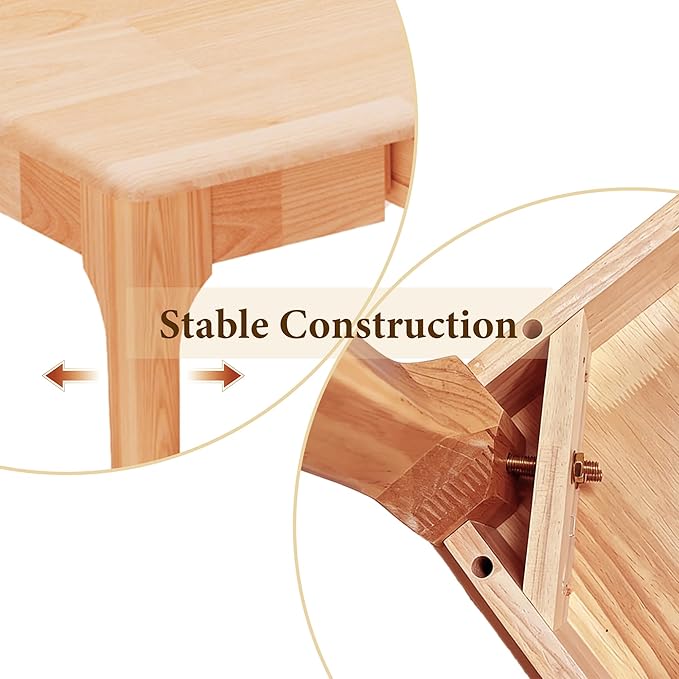 40" Solid Wood Desk with Drawers, Small Home Office Writing Wooden Desk, Gaming & Computer Desk for Bedroom, Work Study Table for Small Space(Beech,40Inch)