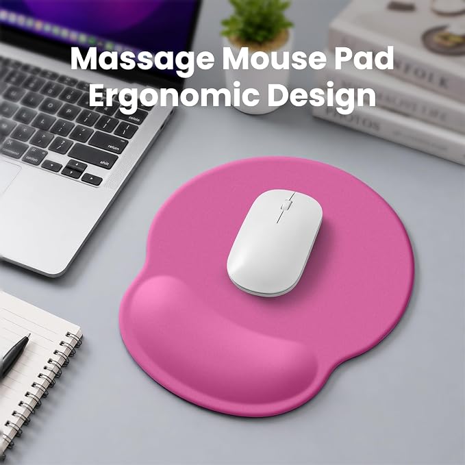 Mouse pad with Wrist Rest,Relieving Pain Memory Foam Computer pad, Ergonomic Desktop Mouse, Silicone Material Mouse pad, with Non-Slip PU Base (Rose Color)