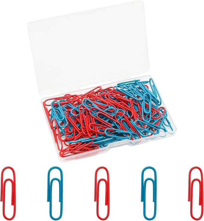 100 Pcs Red and Dark Green Paper Clips, 1.1 Inch (28mm) Colorful Paperclips | Vinyl Coated, Colored Paper Clips, Rust Proof, for Office, School, DIY, Bookmarks and Document Organization
