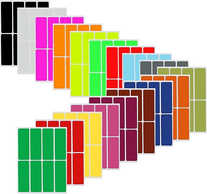 Royal Green Rectangular Coding Stickers- 18 Color Write on Labels, 1" x 3" Stickers for Mailing, Organizing, Home, Office, & School Projects, 144-Pack