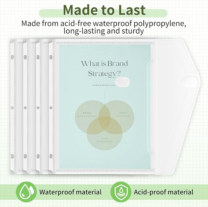 Sooez 48 Pack Binder Folders Pockets with Staggered Closures, Letter Size | Clear Binder Pockets for 3 Ring Binder, Space-saving Binder Organizer Sleeves, Binder Divider with Pockets, for School Office