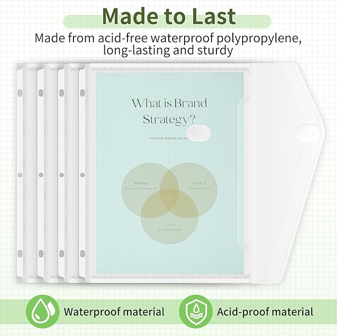 Sooez 6 Pack Binder Folders with Space-Saving Closure, Super Heavyweight Pockets for 3 Ring Binders, High Capacity Clear Pouch, Side Loading, Letter Size