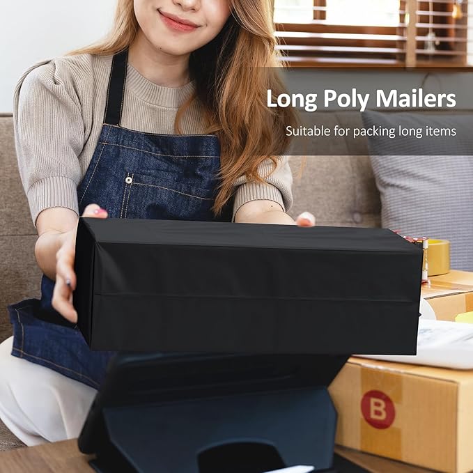 UCGOU 11.5x26 Long Poly Mailers Black Shipping Bags Self-Sealing Waterproof and Tear-Proof Shipping Envelope for Small Business Envelopes Bag for Unique Items Long Mailers Poly Bags 50 Pack