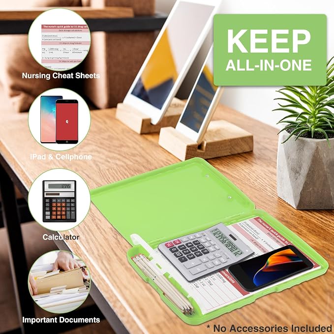 Sooez Clipboard with Storage, Clip Board 8.5 x 11 with Pen Holder, Plastic Organization Case Box for Letter Legal A4 Size Paper, Low Profile Clip, Nurses Teachers Must Haves, School & Office Supplies