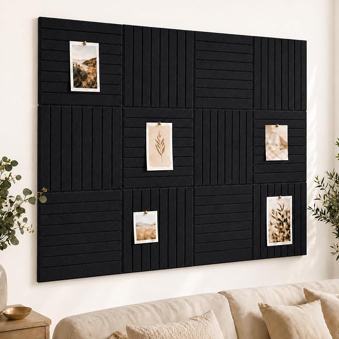 Stripe Felt Bulletin Board Tiles, Cork Board Alternative 48 x 36 in | 0.35 in modular felt wall tiles for notes, photos, schedules, reminders in offices, classrooms, home and office workspaces