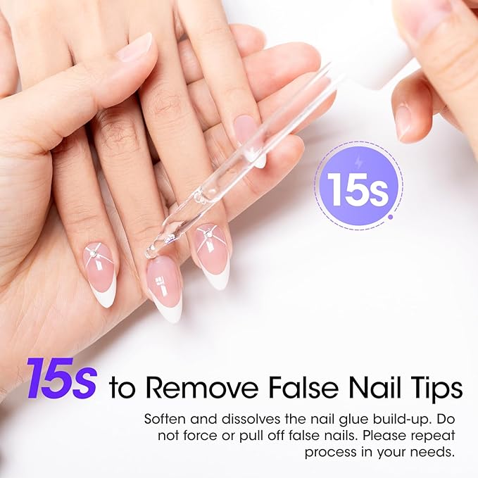 Gellen Nail Glue Remover for Press on Nails, 80ML Gel Nail Glue Remover for Fake Tips, Non Acetone Gentle Glue Off for False Nails, Odorless Easy Glue Debonder, Not for Gel Nail Polish