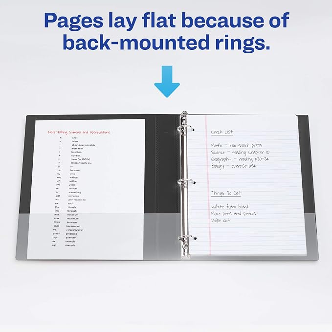 Avery Durable View 3 Ring Binder, 1 Inch Slant Rings, 250-Sheet Capacity, DuraHinge, 1.4 Inch Wide Spine, Customizable Clear Covers and Spine, 1 Dark Blue Binder (17014)