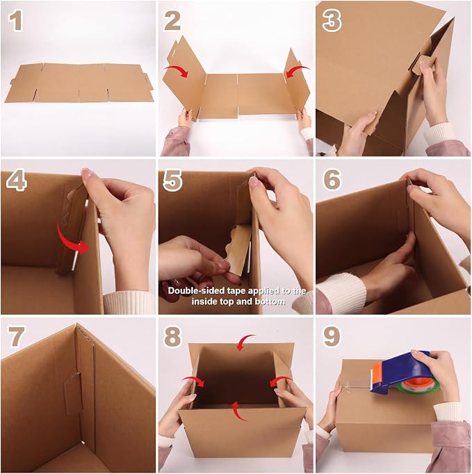 Hoikwo 12x12x3 Shipping Boxes Set of 15 | Brown Corrugated Cardboard Box for Small Business for Packaging Mailing