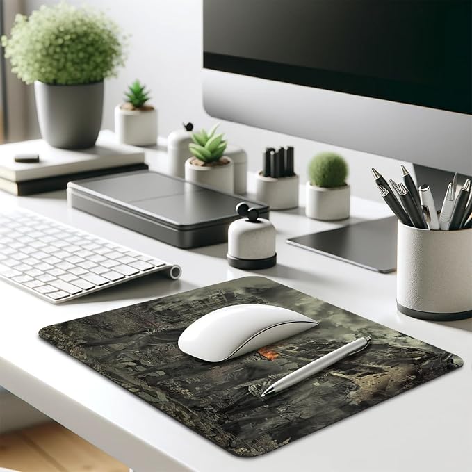 Zombie Apocalypse Ruined City Mouse Pad, Horror Halloween Dark Desk Mat | Cute Mousepad Stitched, Anti-Slip Base Smooth Surface, 9.5 x 7.9 Inches