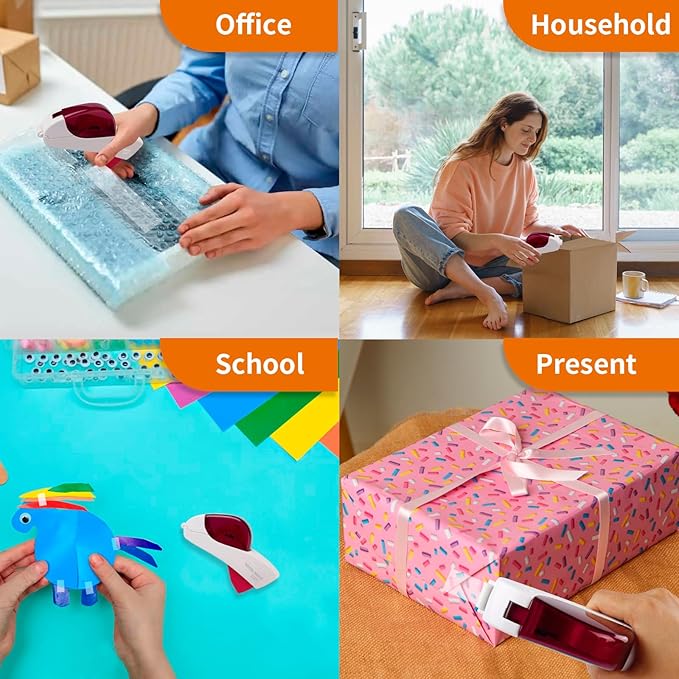 Eagle Automatic Tape Dispenser, Handheld & Portable Design, Office Tape Gun, One-Handed Operation with Safety Blade for Office, Home, DIY or Packaging (Includes 2 Free Tapes) (White)