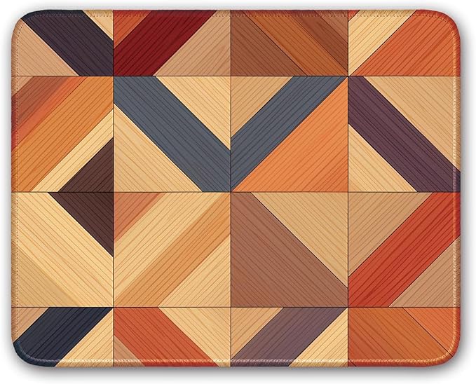 Imitation Wooden Tile Pattern, Brown Aesthetic Computer Mouse Pad, 26x21cm