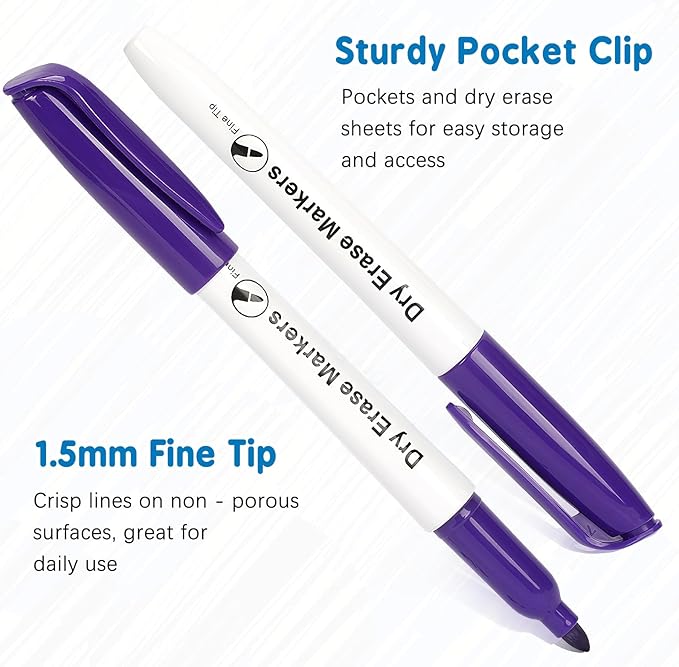 Duchong 72 Count Dry Erase Markers Bulk, 12 Assorted Colors, Fine Tip Whiteboard Markers, Dry Erase Pens Bulk Pack for Classroom Home, Back to School Supplies
