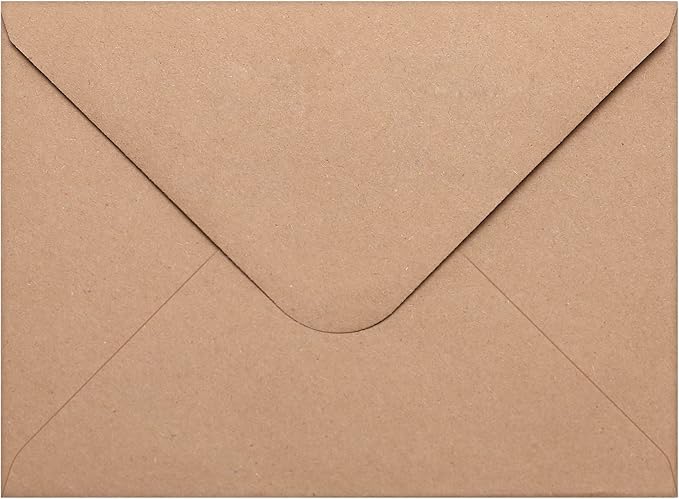 50 Packs of A7 Envelopes for Invitation, Kraft 5x7 Envelopes with V Flap, Great for Graduation, Invitation, Baby Shower, Wedding and RSVP Cards (Brown)
