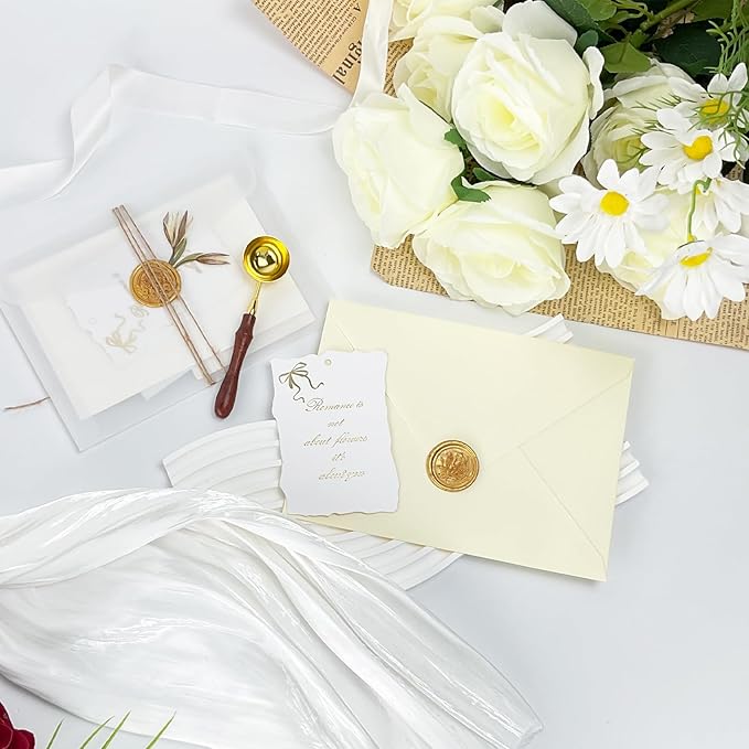 YINUOYOUJIA 50 PCS Ivory Specialty Paper Envelopes A7, 5 x 7 Envelopes for Invitation, Great for Wedding Invitation Cards, Photos,Perfect for Birthday, Baby Shower, Graduation, Christmas