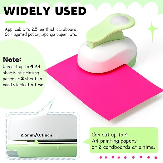 CHENGU 6 Pcs Circle Punch Set 3in/2in/1.5in/1in/0.6in/0.3in Scrapbook Hole Punchers Crafting with 10 Sticker Paper Round Cutter Scrapbook for Office Supplies DIY Albums Photos(Green)