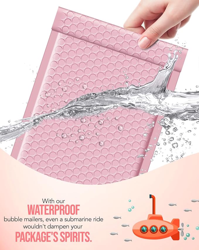 GSSUSA Bubble Mailer 6x10" Small Bubble Mailers 100 Pack Usable Size 6x9" Padded Envelope with Black & White & Sakura Pink & Teal, Cute Bubble Mailers Self-Seal Bubble Envelopes for Small Business.