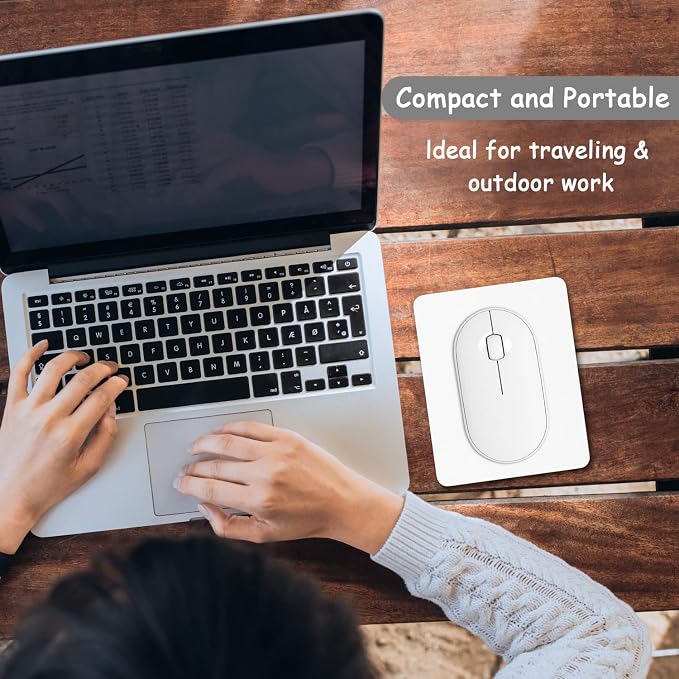 Dapesuom Small Mouse Pad, 5 x 6 Inch Thick Rubber Premium-Textured Non-Slip Portable & Washable Mini Mouse Mat for Women Men Wireless Laptops Keyboard Tray Gaming Work Computer Office Travel, White