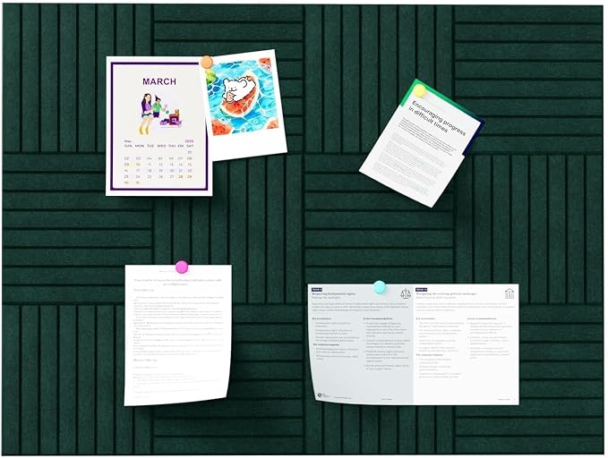 Stripe Felt Bulletin Board Tiles, Cork Board Alternative 48 x 36 in | 0.35 in modular felt wall tiles for notes, photos, schedules, reminders in offices, classrooms, home and office workspaces