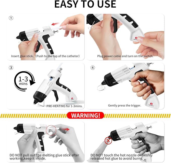 Cordless Hot Glue Gun Kit with 30 Sticks, Fast Heating 2.6Ah Rechargeable | 20W Anti-Drip Glue Gun and Sticks Set (0.27"×6") USB-C Rechargeable Mini Glue Gun Ideal for School Crafts DIY Making Repairs