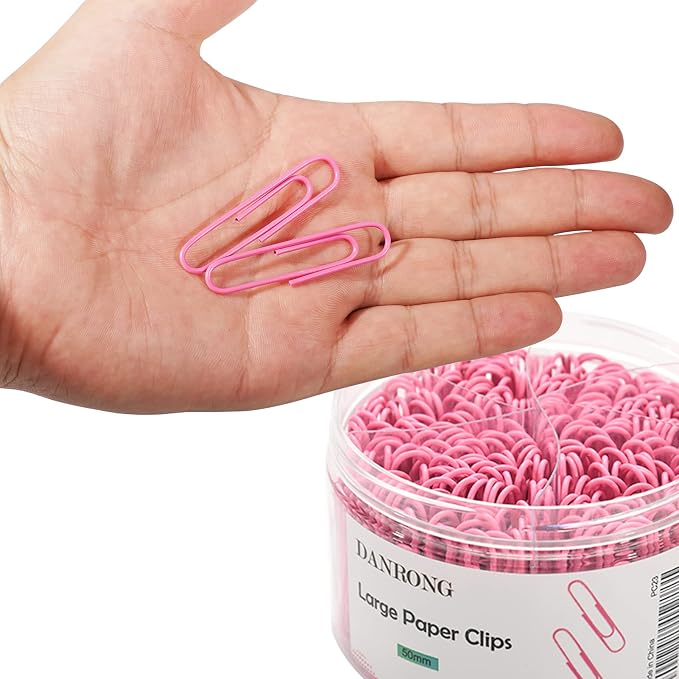 Pink Jumbo Paper Clips, 265pcs 2 Inch Paperclips, Large Pape Clips | for Paperwork Ideal for Home, School and Office Use (2 in, Pink)