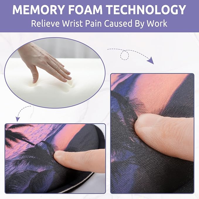 Ergonomic Mouse Pad with Wrist Rest, Small Mousepad with Non-Slip Rubber Base and Smooth Surface, Sunset Mouse Pads for Desk, Office Desk Accessories