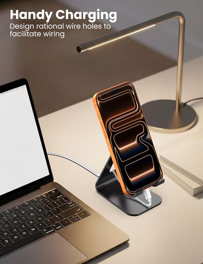 2Pack Phone Stand, Simple Cellphone Holder for Desk, Desk Phone Stand,Black | Mini, Cute, Under 8" Devices, All Mobile Phones, iPhone 17, Switch OLED, Office Accessories