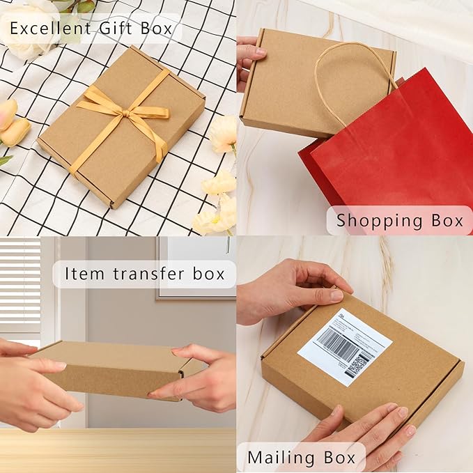 BIOBROWN 7x5x1" Small Shipping Boxes 50 Pack, Corrugated Cardboard Mailer Boxes Bulk for Packaging Small Business Mailing Gift, Kraft Brown