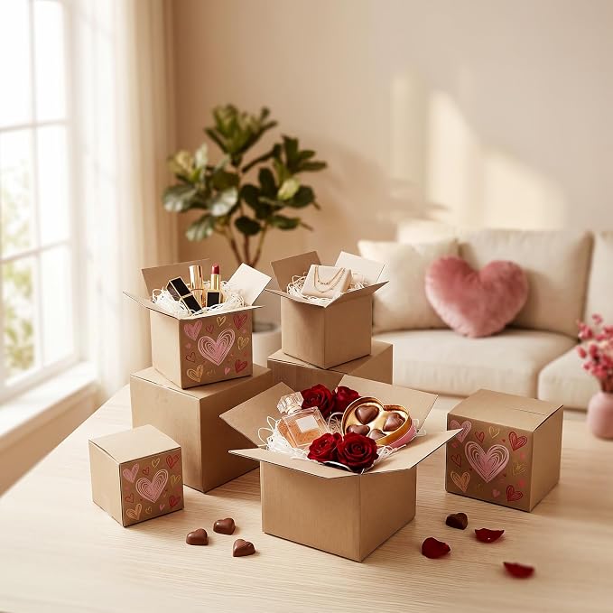 Hoikwo 30 Packs Shipping Boxes Mixed Sizes | 10 PCS Each of 4x4x4, 5x5x5, 6x6x6 Brown Cardboard Box for Small Business Packaging and Mailing