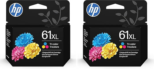 HP 61XL Tri-Color High-Yield Ink | Works with DeskJet 1000,1510,2050,2510,2540,3000,3050,3510; Envy 4500,5530; OfficeJet 2620,4630 | Instant Ink Eligible-| CH564WN-| Packaging May Vary,(Pack of 2)