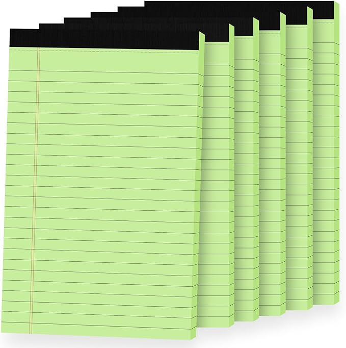 6pcs Small Note Pads, Green Notepads 5x8 College Ruled Notebook, Writing Pads 5 x 8, Legal Pads, Pad Paper Perforate Notebooks for Work, Message, School, Office Supplies,30 Sheets/Pack