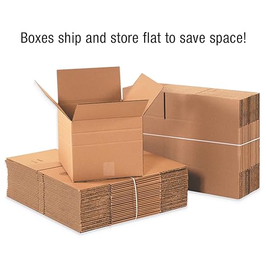 Box USA 20 Pack of Multi-Depth Corrugated Cardboard Boxes, 18" L x 18" W x 6" H, Kraft, Shipping, Packing and Moving