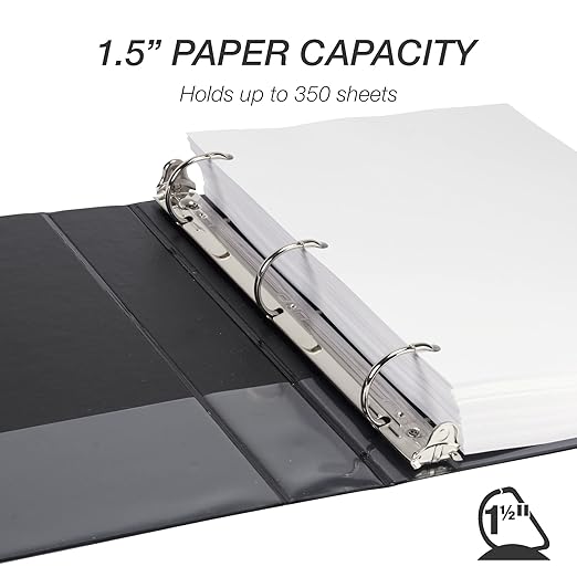 Samsill Durable 1.5 inch 3 Ring Binder, D Ring Binder, 100% Recycled Chipboard, Basis Assortment, 4 Pack