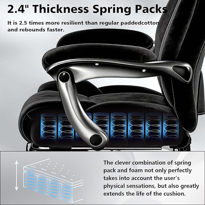 600lbs Big and Tall Office Chair for Heavy People,Heavy Duty Comfy Executive Office Desk Chair with Adjustable Lumbar Support,High Back Reclining Fabric Computer Chair