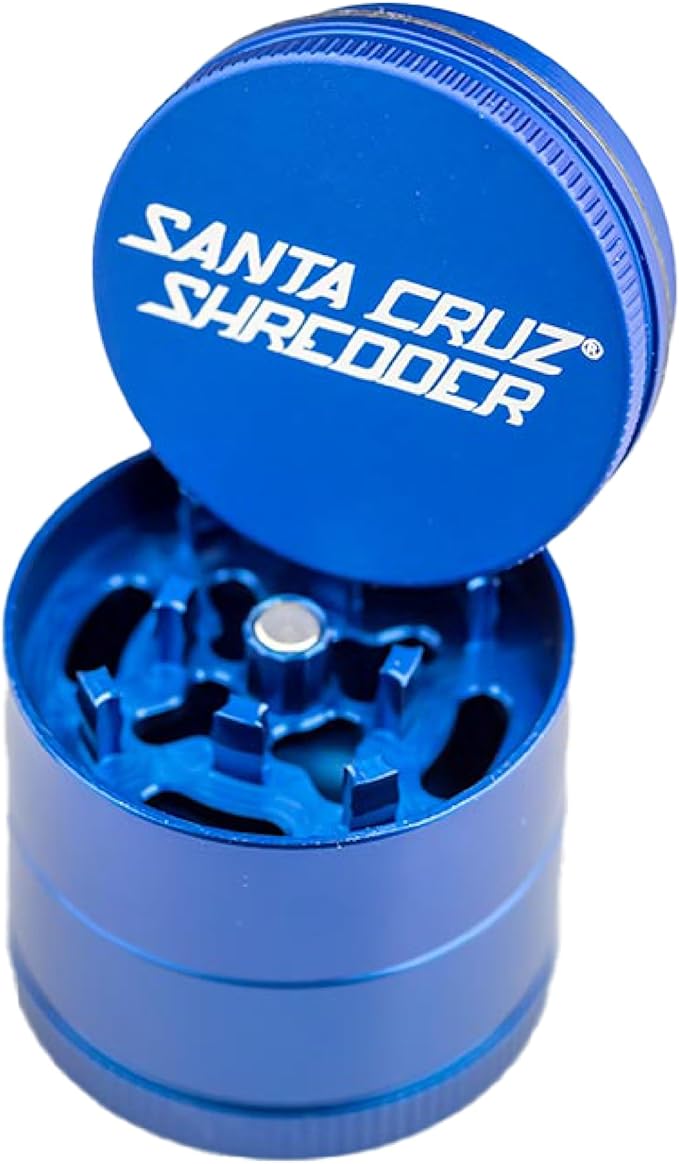 Santa Cruz Shredder Metal Spice Grinder Knurled Top for Stronger Grip 3 Piece Small 1.7" (Blue)