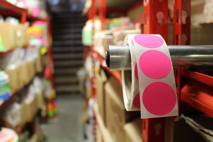 2" Dot Stickers, 6 Fluorescent Colors, 500/Roll Each Color | Assorted Round Color Coding Labels for Inventory, Warehouses, Classrooms, Crafts, Moving and Organization. Made in USA