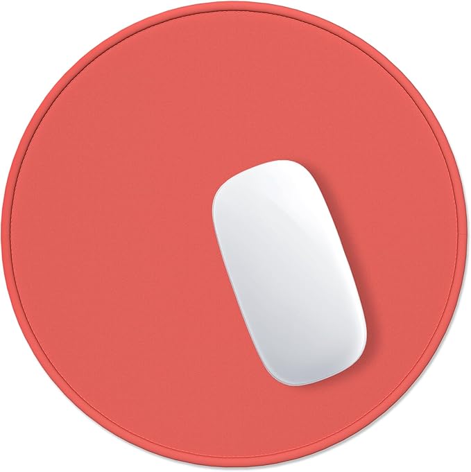 Hsurbtra Mouse Pad, Premium-Textured Small Round Mousepad 8.7 x 8.7 Inch Bright Red, Stitched Edge Anti-Slip Waterproof Rubber Pretty Cute Computer Mat for Office Home Gaming Laptop Men Women Kids