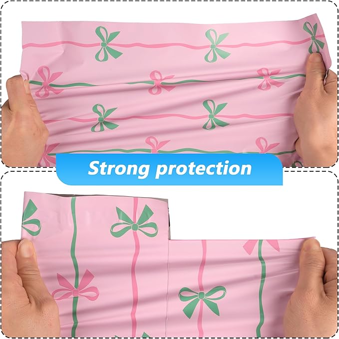 Poly Mailer 6x9 Inch 100 Pcs, Waterproof and Tear-Resistant Shipping Bags for Clothing, Cute Mailing Bags with Self-Seal, Bow Printed Packaging Bags for Small Business