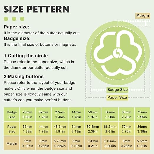 2.28" Button Paper Cutter 58mm Pin Button Cutter Graphic Punch Die Cutter Circle Punch Cutter for DIY Button Making Scrapeboards Cardstocks Cutting