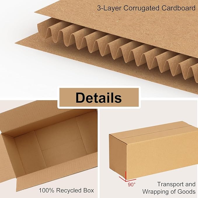 EdenseeLake 40 Pack 8x5x5 inches Shipping Boxes, Corrugated Cardboard Boxes Bulk for Packing, Moving, Mailing, Small Business