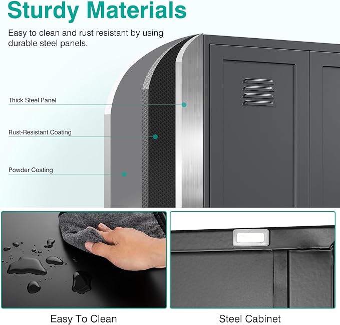 Black Storage Cabinet,71" Tall Pantry Cabinet,Kitchen Pantry Storage Cabinets with 2 Doors and 5 Shelves,Wide Deep Metal Food Cupboard for Home,Kitchen,Dining/Living Room