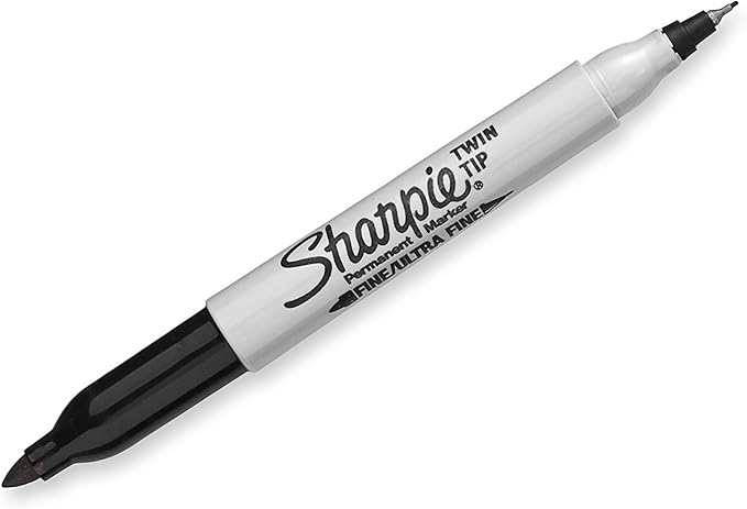 Sharpie Twin Tip Permanent Markers, Fine and Ultra Fine, Black, 4 Count