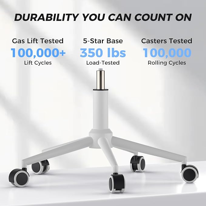 CYKOV Ergonomic Office Chair, Reclining, Footrest, Adjustable Lumbar, 350LB | 4-Way Headrest (4.72" + 60°), 2-Way Lumbar (2" + 1.18"), 90-135° Recline, Breathable Mesh, Gaming & Office, 5-Year Warranty