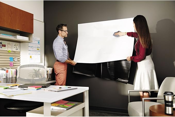 Post-it Dry Erase Whiteboard Film Surface for Walls, Doors, Tables, Chalkboards, Whiteboards, and More, Removable, Stain-Proof, Easy Installation, 4 x 3 ft Roll (DEF4x3)