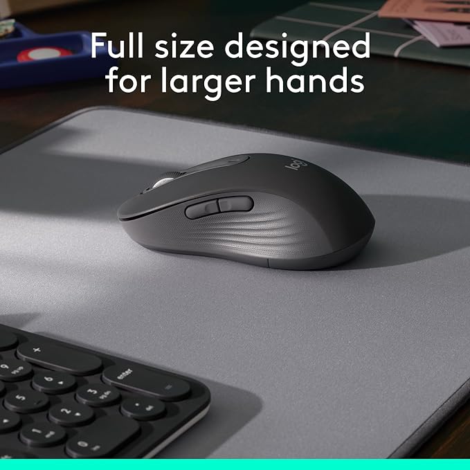 Logitech Signature M650 L Full Size Wireless Mouse - for Large Sized Hands, 2-Year Battery, Silent Clicks, Customizable Side Buttons, Bluetooth, for PC/Mac/Multi-Device/Chromebook - Classic Red