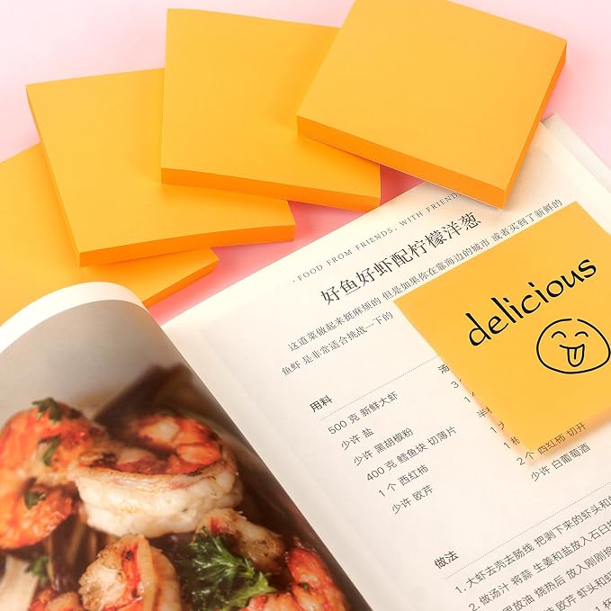 Sticky Notes 3x3 Pop Up with Bright Colors (Orange), 4 Pads 90 Sheets/Pad | Bright Orange Pop Up Self-Stick Notes Pads, 360 Sheets Total, Perfect for Daily Reminders, Study Notes, and Office Memos