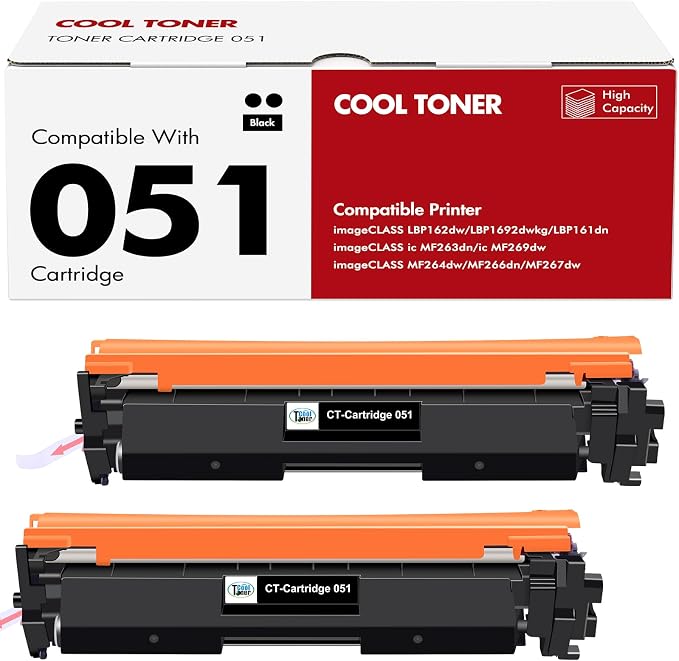 051 Toner Cartridge Black for Canon 051H CRG-051H CRG051H MF267dw 2 Pack | Compatible for Canon ImageCLASS MF264dw MF269dw LBP161dn LBP162dw MF263dn MF266dn MF260 LBP160 Series MF269 MF264 Printer