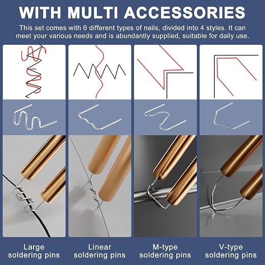3000 PCS Plastic Welding Staples, 6 Types Hot Staples for Plastic Welder, Stainless Steel Repair Staples for Auto Bumper and DIY Projects
