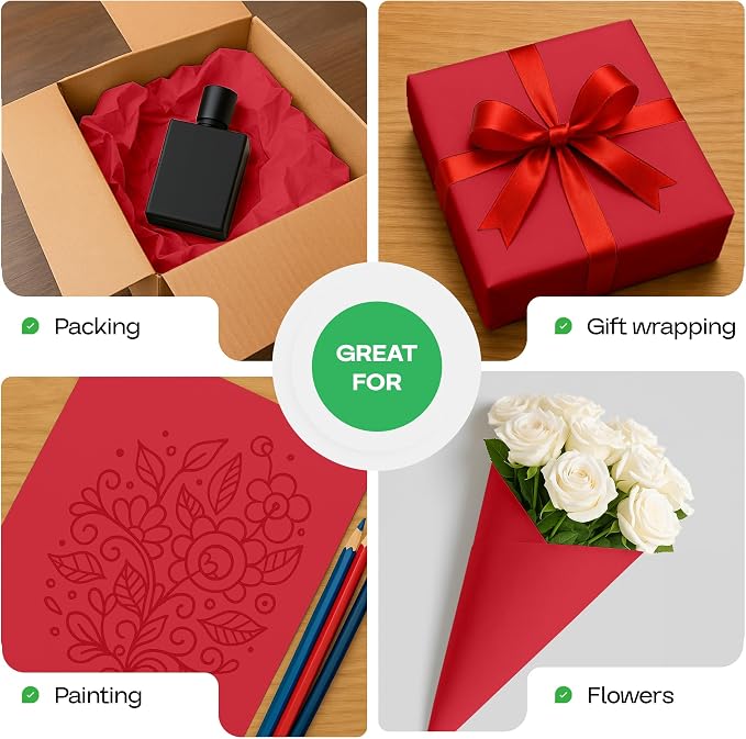 Red Kraft Paper Roll 36" x 2160" (180 feet) with Cutter - USA-Made Wrapping Paper for Packing, Moving, Shipping & Crafts/Arts - 100% Recyclable Natural Craft Material by IDL Packaging | Wrapping Paper for Packing, Moving, Shipping & Crafts/Arts - 100% ...