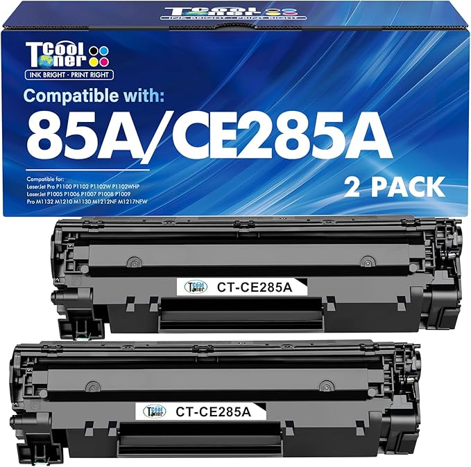 85A CE285A Black Toner Cartridge for HP LaserJet P1102w M1212nf P1100 Toner | Compatible for HP LaserJet Pro P1102w MFP M1212nf M1217nfw P1102 P1109w P1100 M1132 M1210 1102w M1130 Printer Ink (2-Pack)
