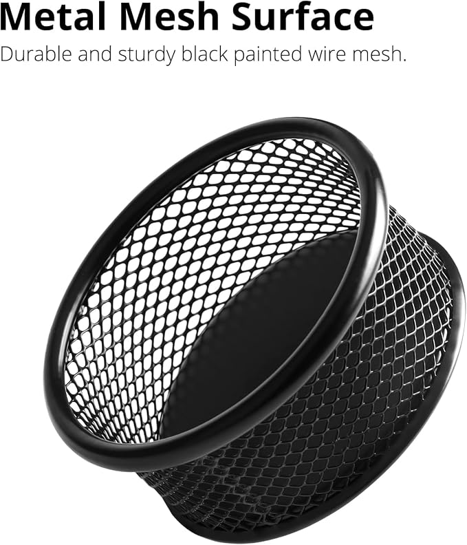 FUCDTEFC Paper Clip Holder, Paperclip Holders for Desk, Mesh Paper Clip Holder for Desk Binder Wire Mesh Bowls, Paper Clip Dispenser Organizer for Holding Small Parts Office Accessories Black 4 Pack | Binder Wire Mesh Bowls, Paper Clip Dispenser Organi...